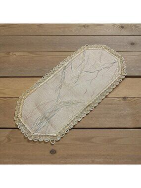 Vintage German Table Runner Centerpiece Fabric Gold Multicolor Decor 15 “
